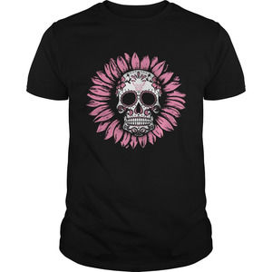 Sunflower Sugar Skull Breast Cancer Awareness Shirt
